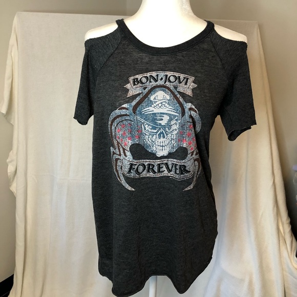 Chaser Tops - Bon Jovi Chaser cold-shoulder tee